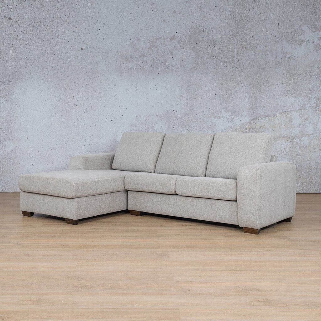 Stanford Fabric Sofa Chaise - LHF Fabric Sofa Leather Gallery Pebble