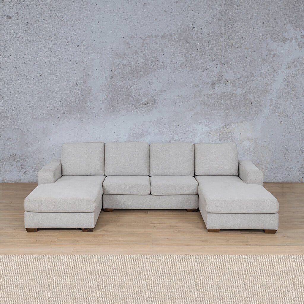 Stanford Fabric U-Chaise Fabric Sofa Leather Gallery Oyster Full Foam 