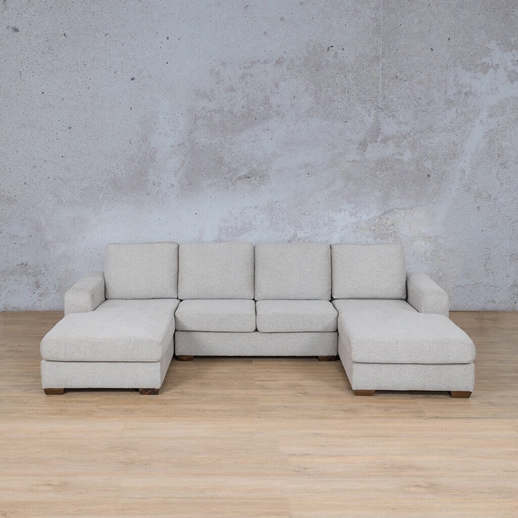 Stanford Fabric U-Chaise Fabric Sofa Leather Gallery Pebble Full Foam 