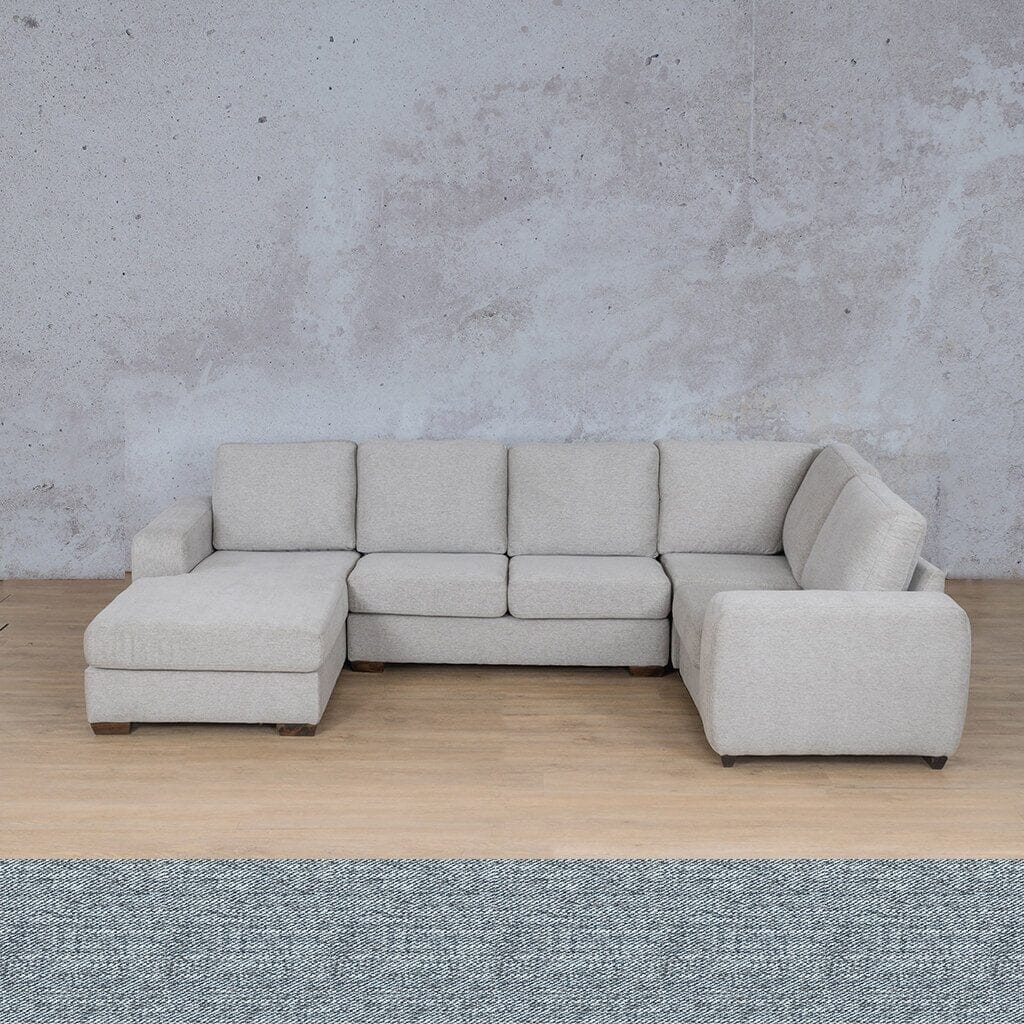Stanford Fabric U-Sofa Chaise - RHF Fabric Sofa Leather Gallery Adriatic Navy 