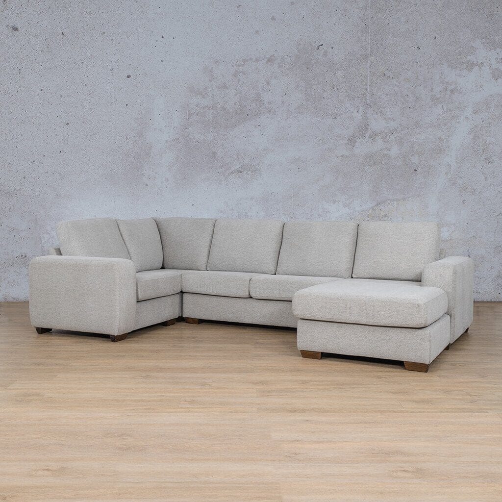 Stanford Fabric U-Sofa Chaise - RHF Fabric Sofa Leather Gallery Pebble