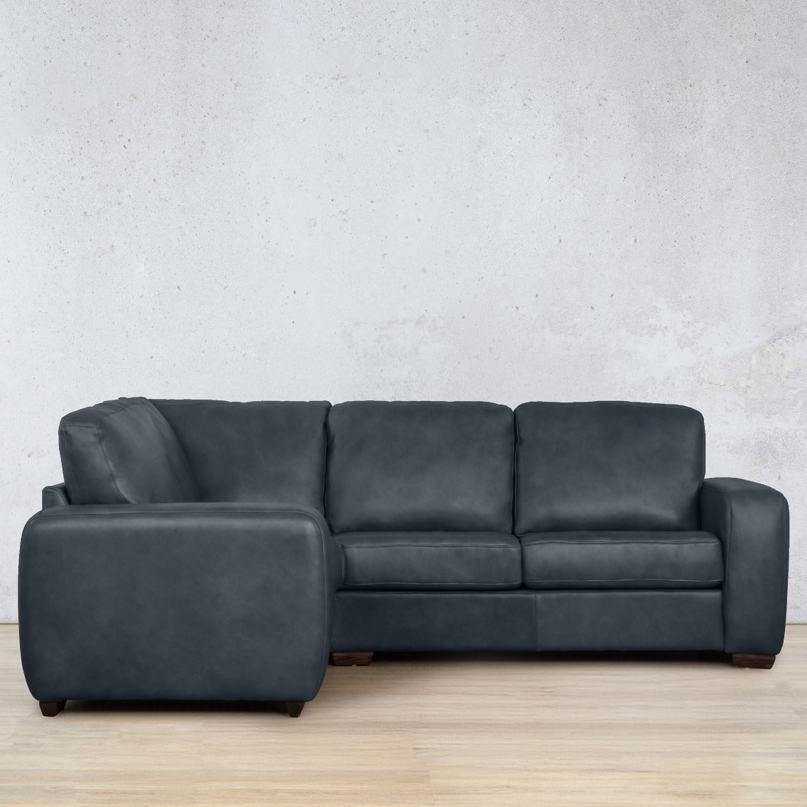 Stanford L Sectional  4 Seater lhf Leather Sofa Bedlam Blue Night