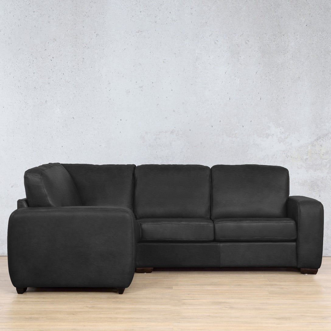 Stanford Leather L-Sectional 4 Seater - LHF Leather Sectional Leather Gallery Czar Black