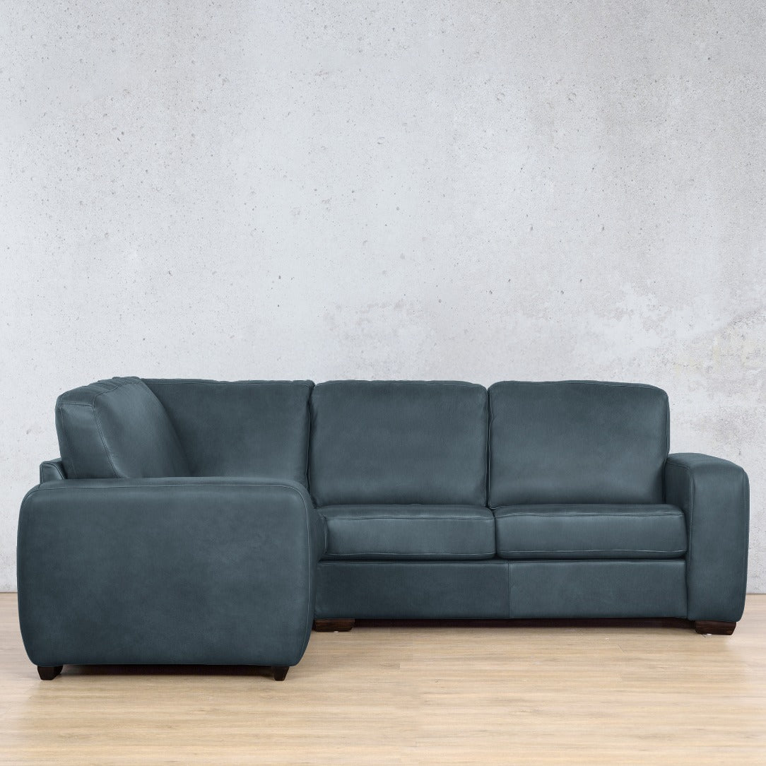 Stanford Leather L-Sectional 4 Seater - LHF Leather Sectional Leather Gallery Flux Blue