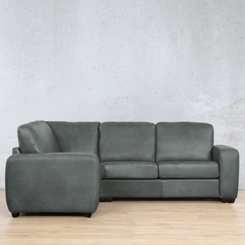 Stanford Leather L-Sectional 4 Seater - LHF Leather Sectional Leather Gallery Flux Grey 