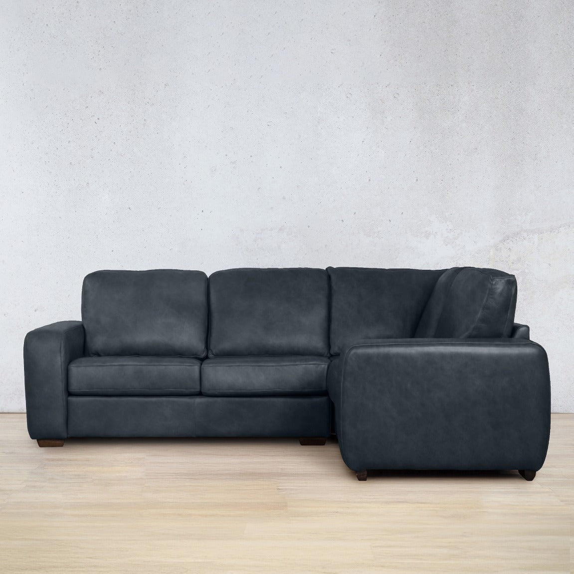 Stanford L Sectional 4 seater rhf leather Sofa Bedlam Blue Night