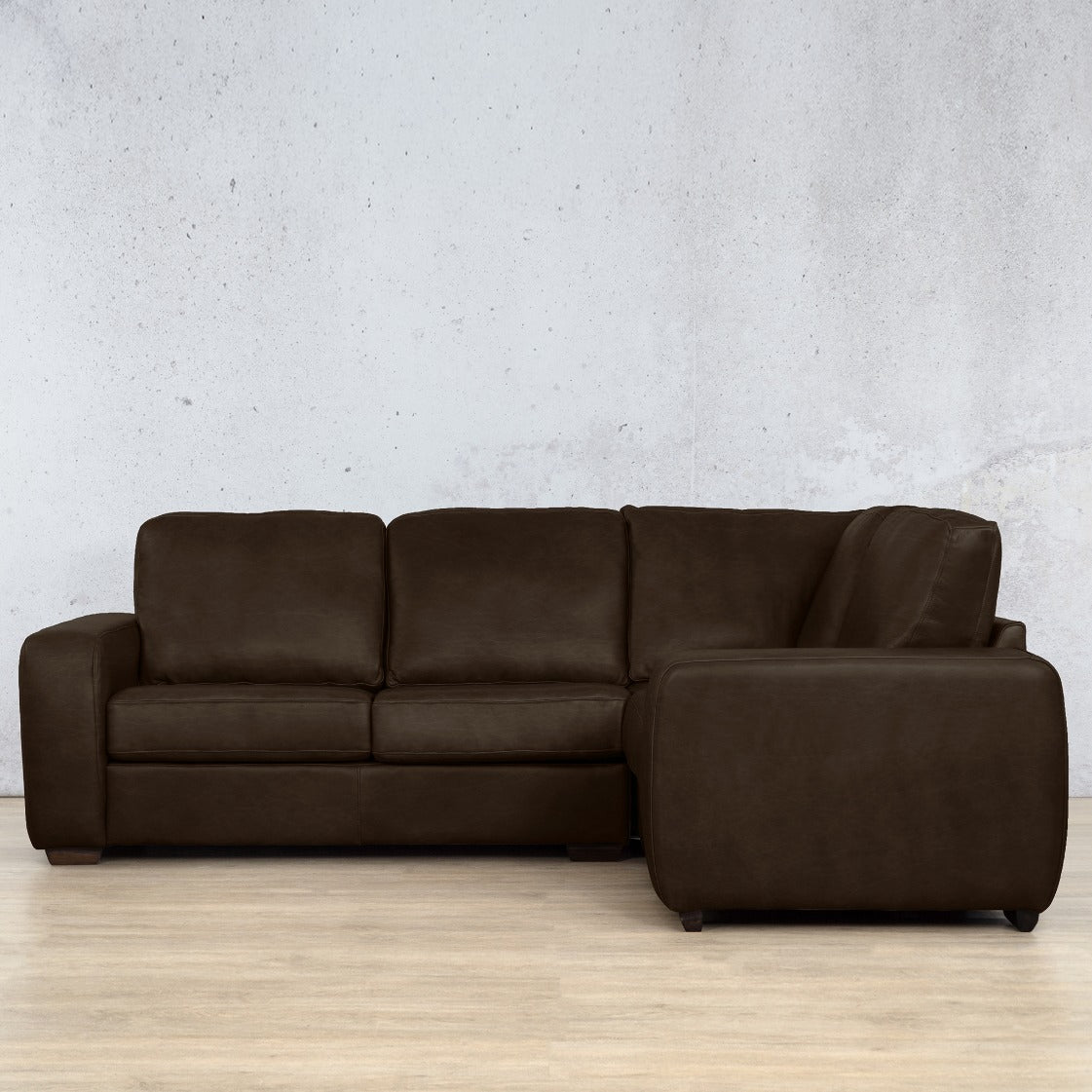 Stanford L Sectional 4 Seater rhf Leather Sofa Czar Chocolate