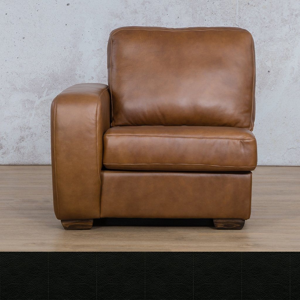 Stanford Leather 1 Seater Right Arm Leather Sofa Leather Gallery Czar Black WAREHOUSE COLLECTION - PINETOWN OR NORTHRIDING Full Foam