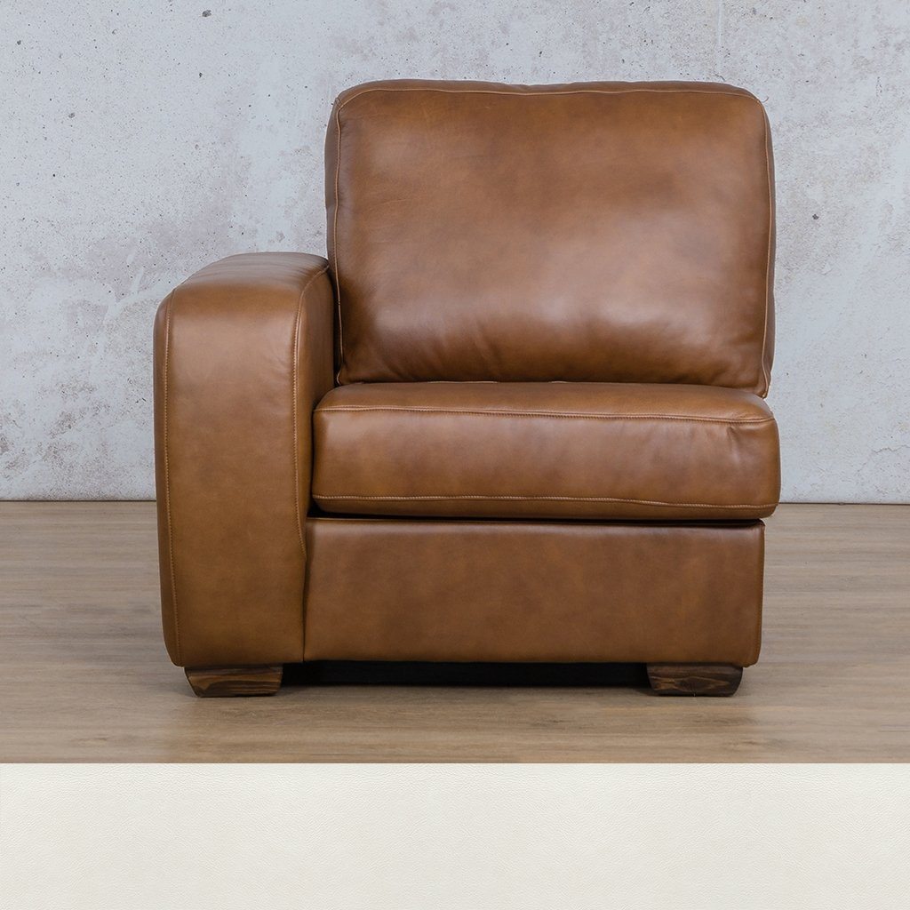 Stanford Leather 1 Seater Right Arm Leather Sofa Leather Gallery Czar White WAREHOUSE COLLECTION - PINETOWN OR NORTHRIDING Full Foam