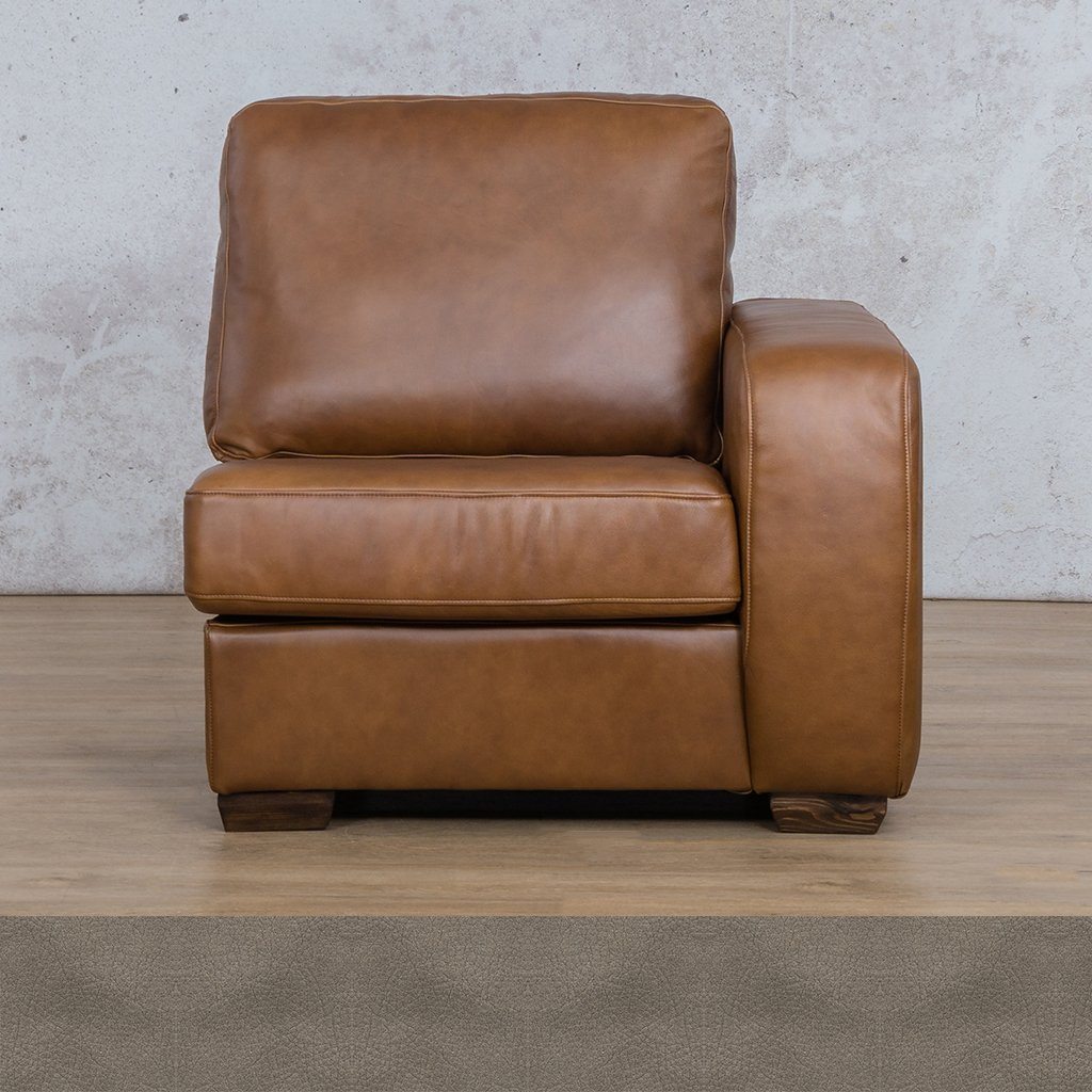Stanford Leather 1 Seater Left Arm Leather Gallery Flux Grey  | Leather Gallery 