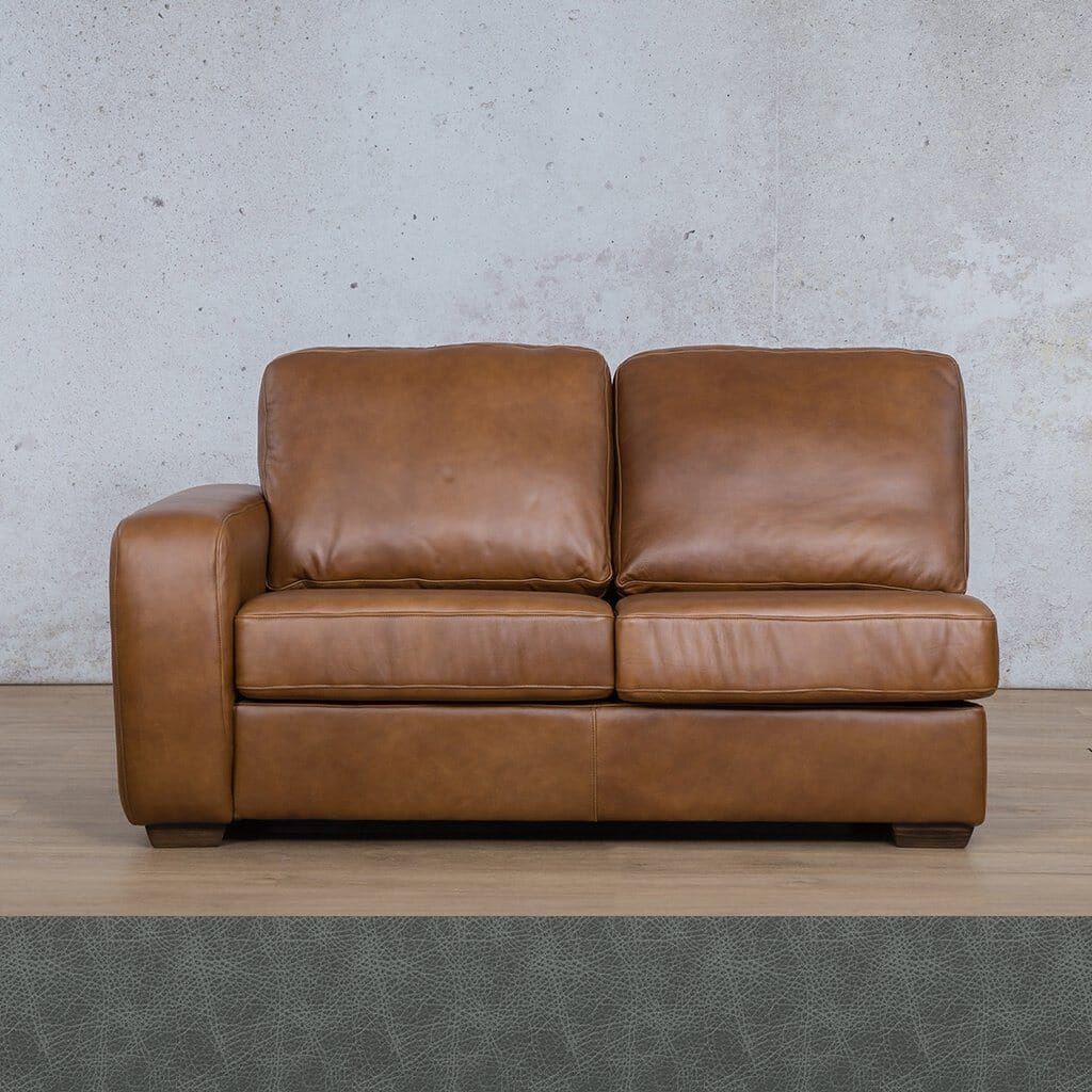 Stanford Leather 2 Seater LHF Leather Sofa Leather Gallery Bedlam Blue Night Full Foam 