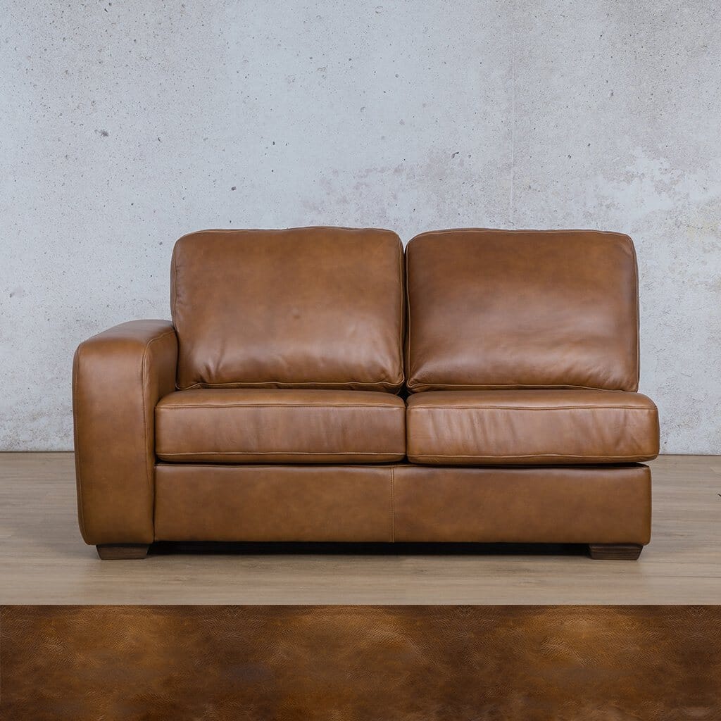 Stanford Leather 2 Seater LHF Leather Sofa Leather Gallery Royal Walnut Full Foam 