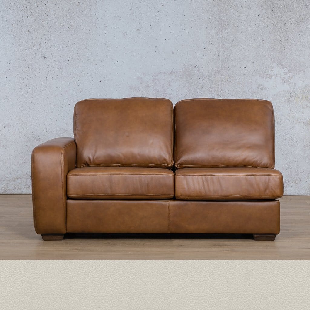 Stanford Leather 2 Seater LHF Leather Sofa Leather Gallery Urban White Full Foam