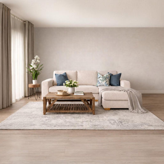 Stanford Fabric L Shaped Couch, right hand facing - Kenya Beige | L shape couches for sale, fabric l shaped couch, corner couch 