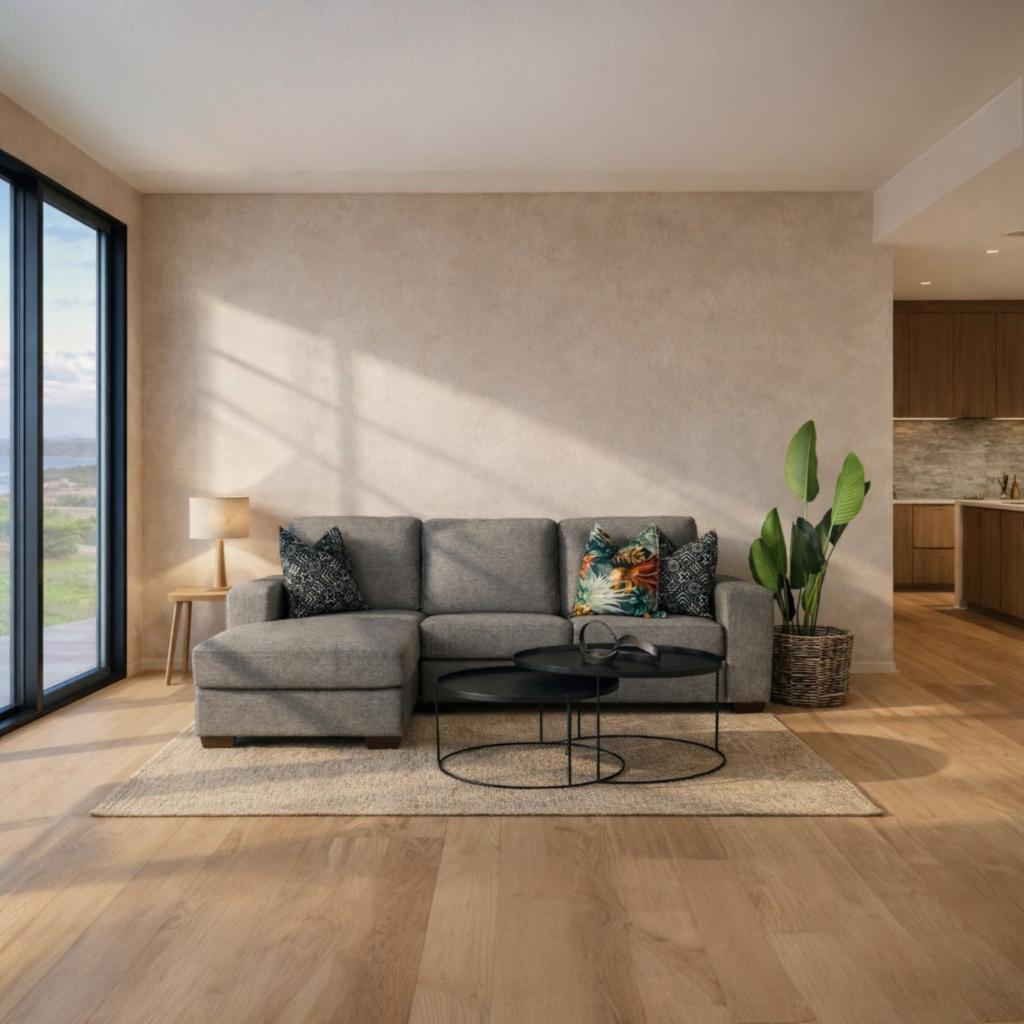 Stanford Fabric L Shaped Couch, left hand facing - Silver charm | L shape couches for sale, fabric l shaped couch, corner couch, grey couch