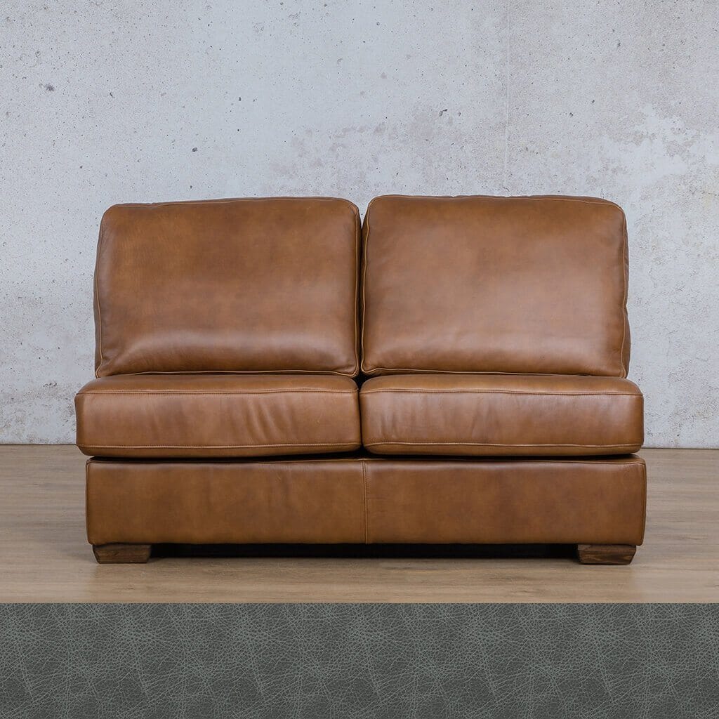 Stanford Leather Armless 2 Seater Leather Sofa Leather Gallery Bedlam Blue Night Full Foam 