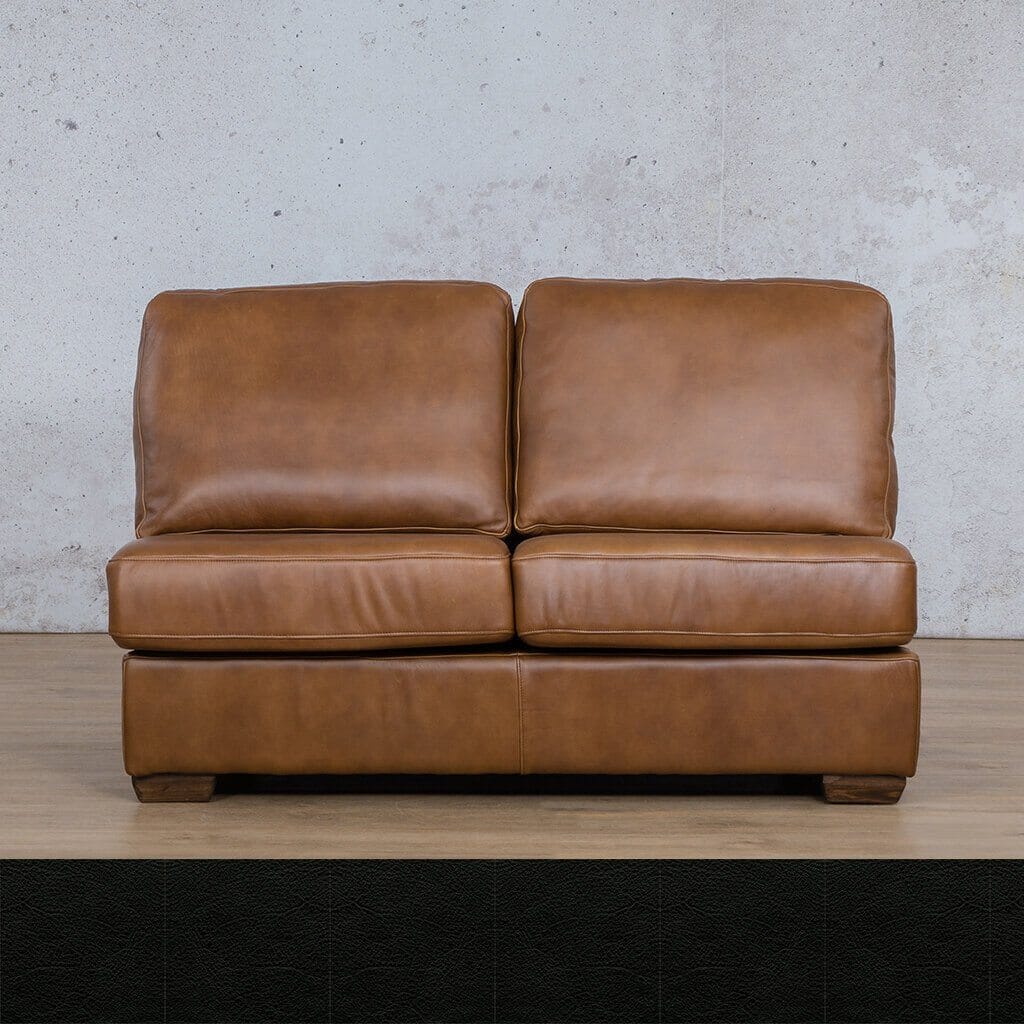 Stanford Leather Armless 2 Seater Leather Sofa Leather Gallery Czar Black Full Foam 