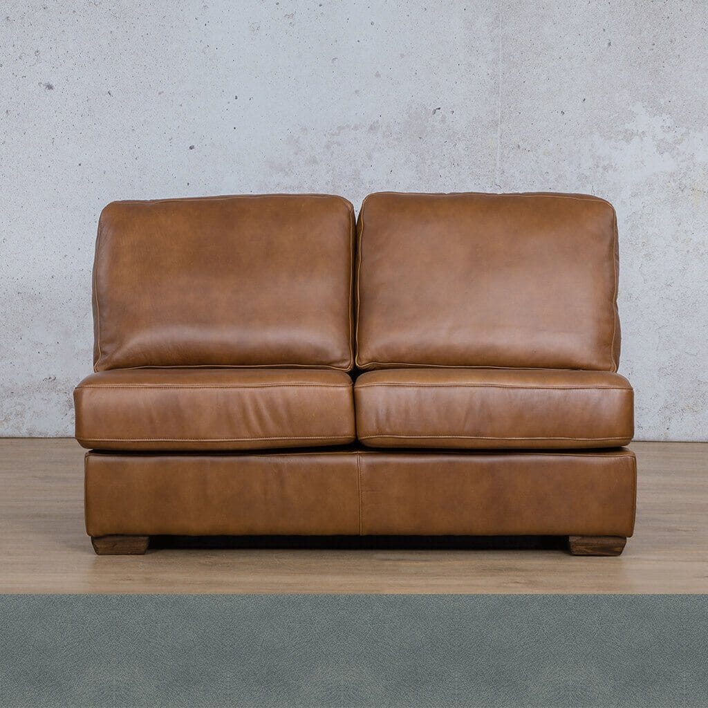 Stanford Leather Armless 2 Seater Leather Sofa Leather Gallery Flux Blue Full Foam 