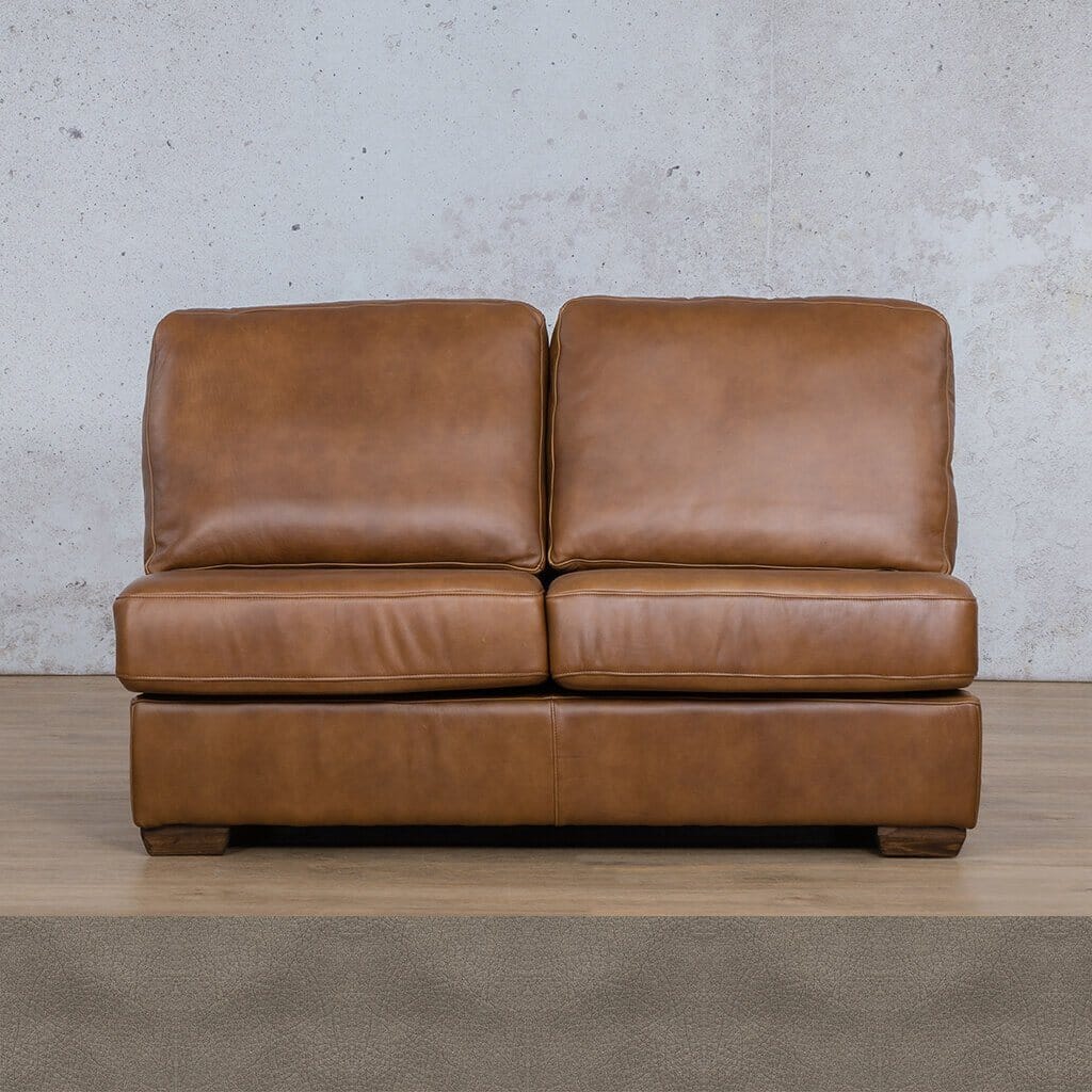 Stanford Leather Armless 2 Seater Leather Sofa Leather Gallery Flux Grey Full Foam 