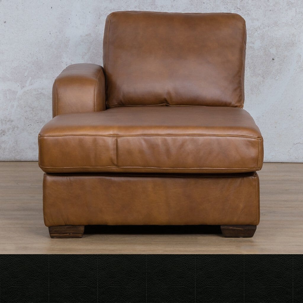 Stanford Leather Chaise LHF Leather Corner Sofa Leather Gallery Czar Black Full Foam 