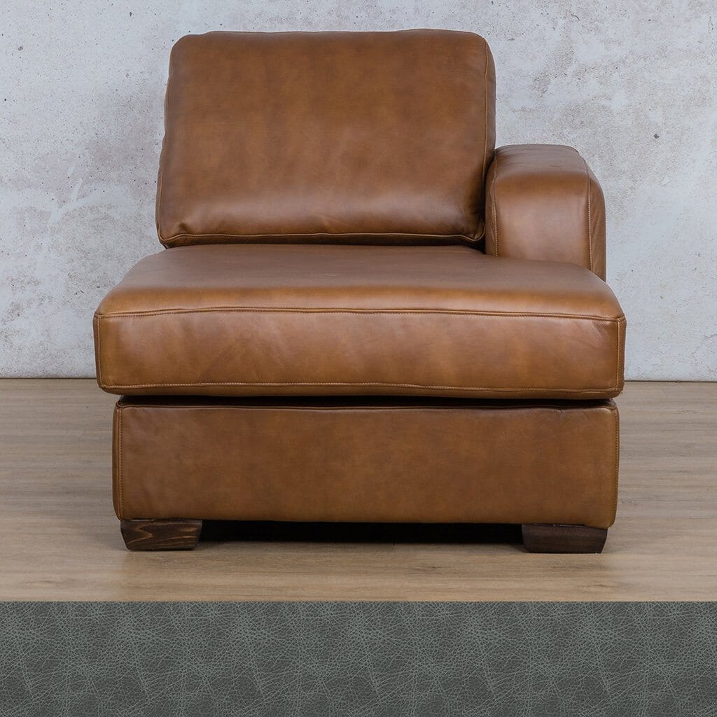 Stanford Leather Chaise RHF Leather Corner Sofa Leather Gallery Bedlam Blue Night Full Foam
