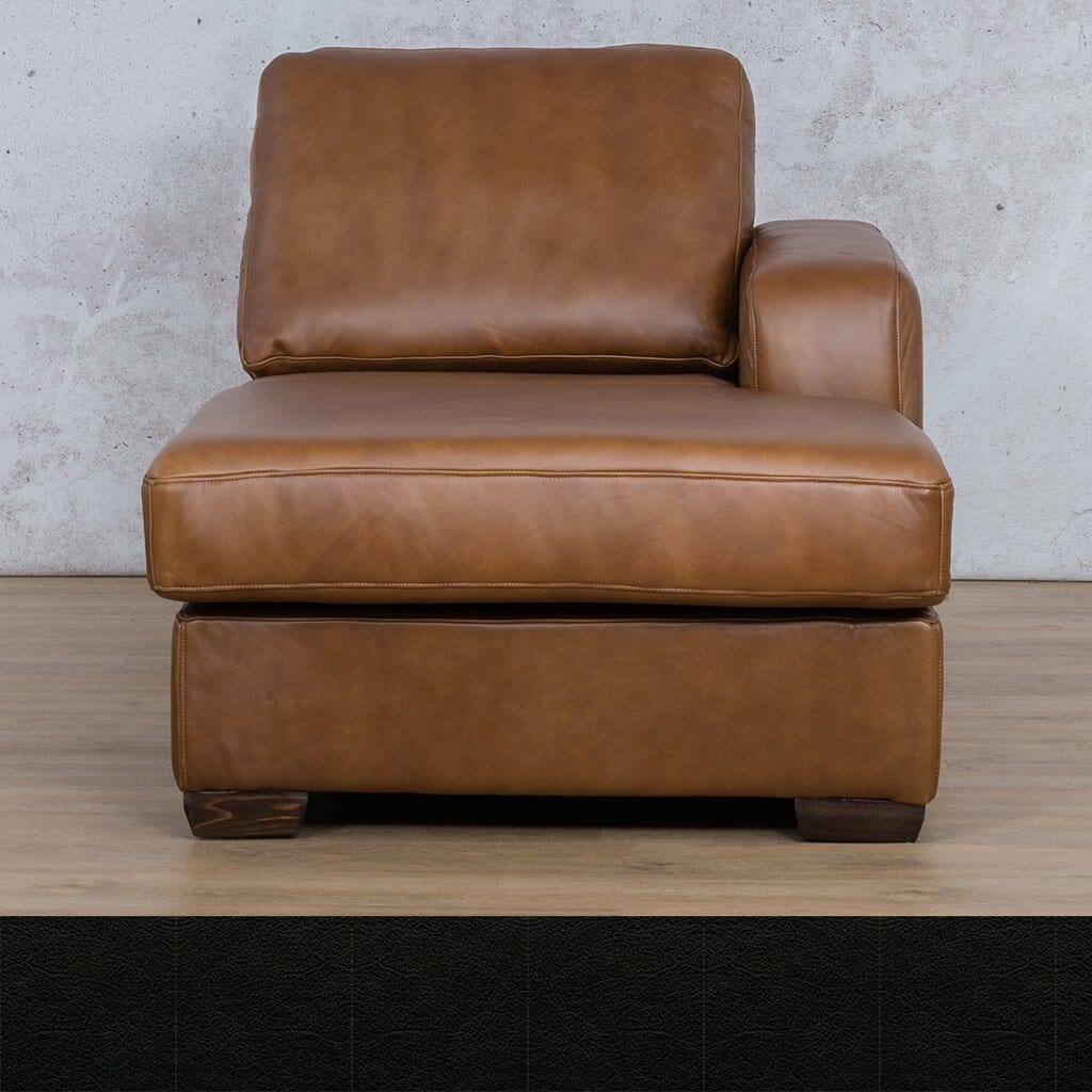 Stanford Leather Chaise RHF Leather Corner Sofa Leather Gallery Czar Black Full Foam 