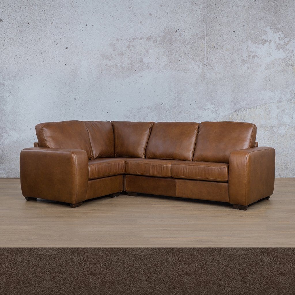 Stanford Leather L-Sectional 4 Seater - LHF Leather Sectional Leather Gallery Country Ox Blood
