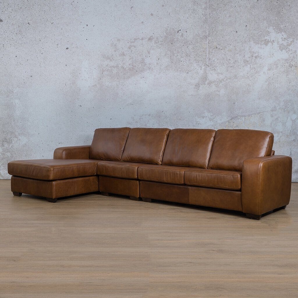 Stanford Leather Modular Sofa Chaise - LHF Leather Sectional Leather Gallery Czar pecan