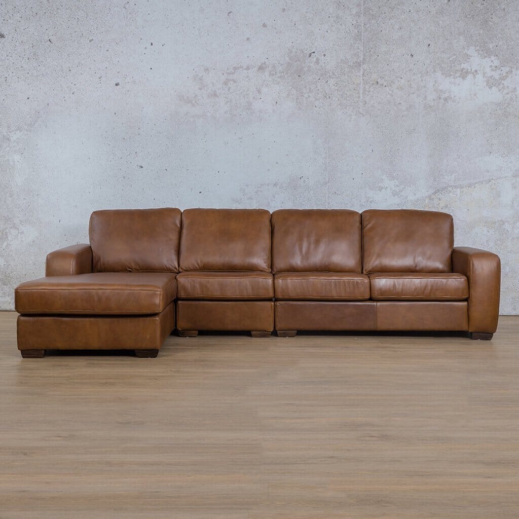 Stanford Leather Modular Sofa Chaise - LHF Leather Sectional Leather Gallery Czar pecan