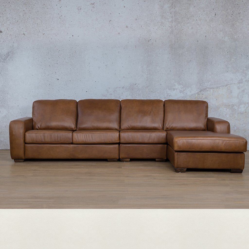 Stanford Leather Modular Sofa Chaise - RHF Fabric Sectional Leather Gallery Czar White 