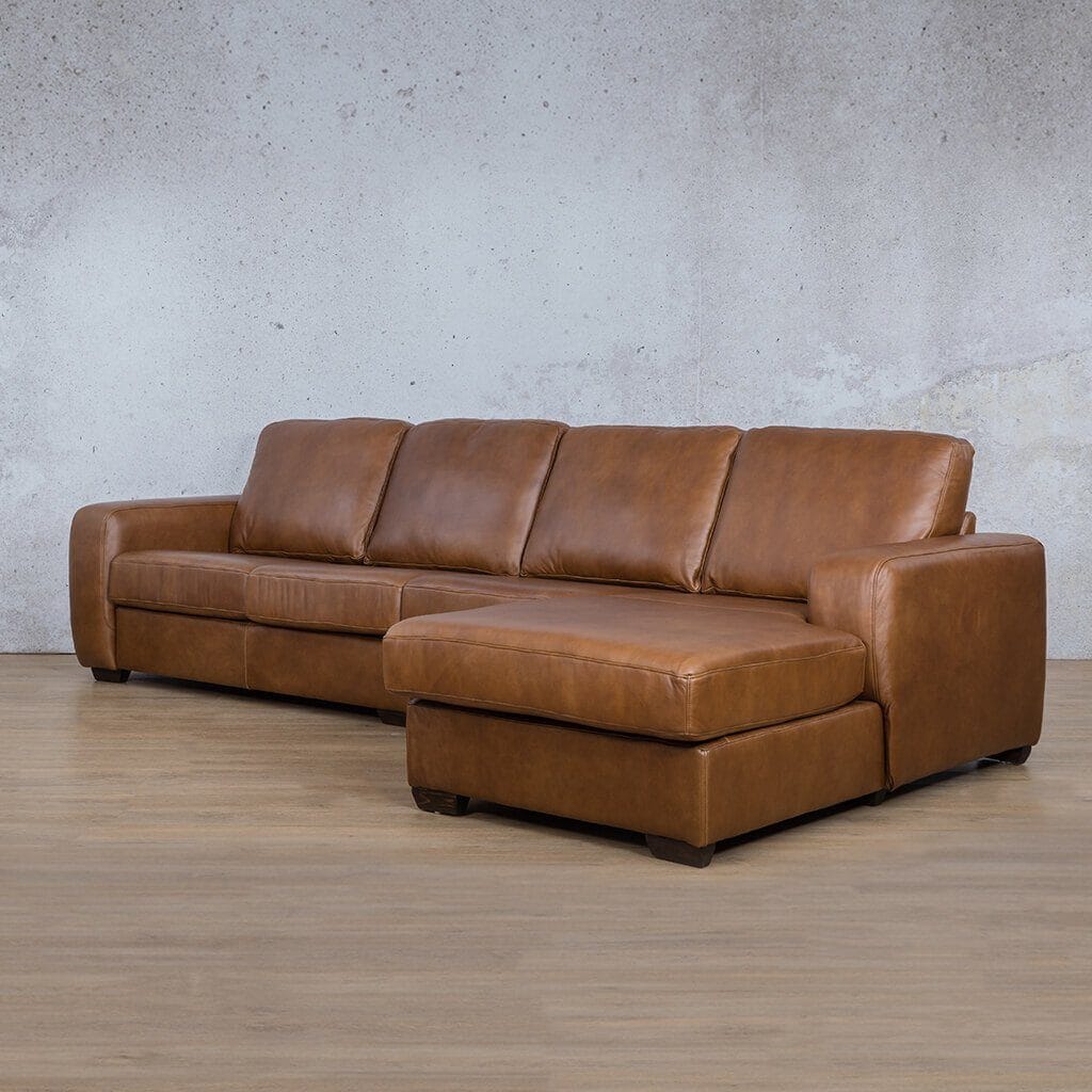 Stanford Leather Modular Sofa Chaise - RHF Fabric Sectional Leather Gallery Czar Pecan