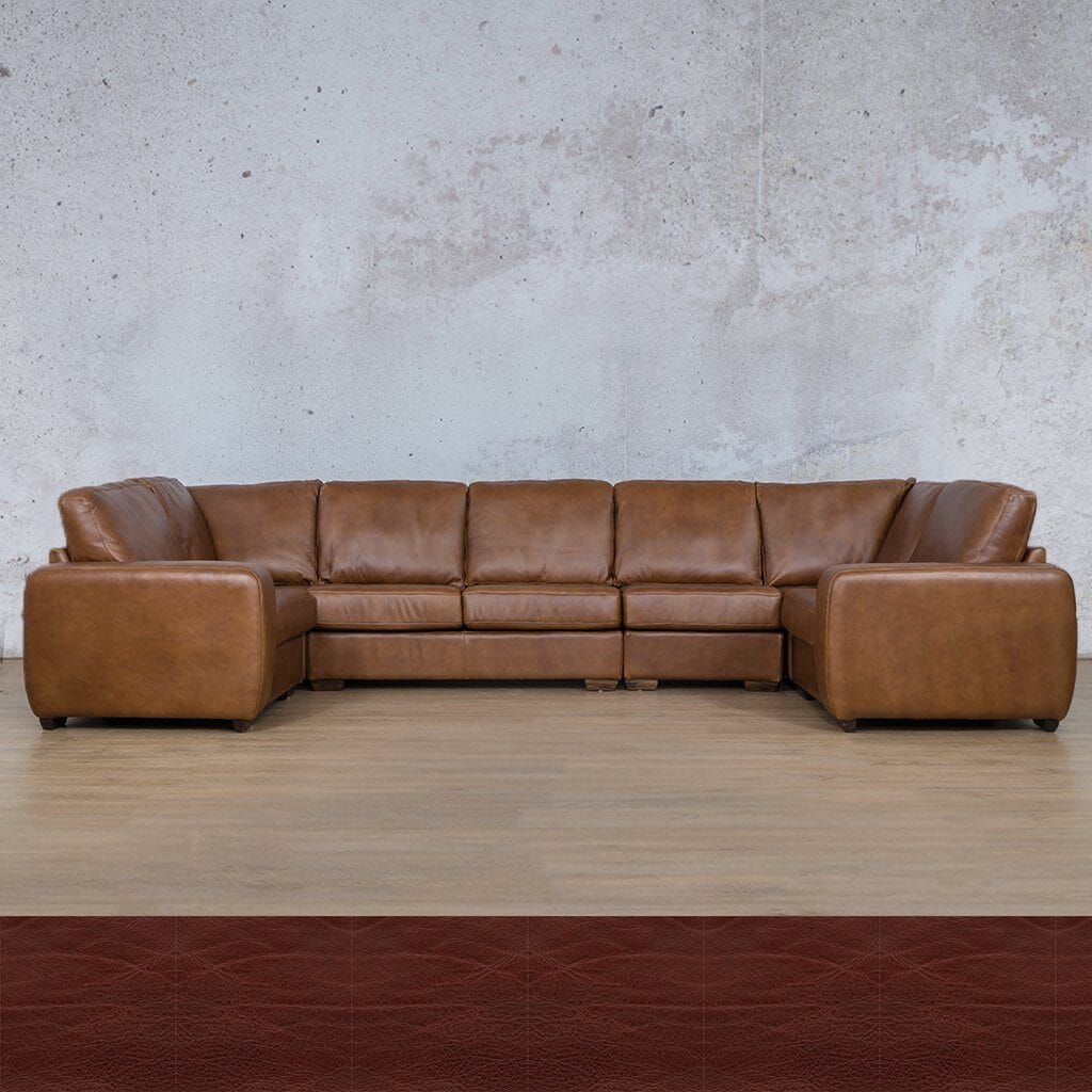 Stanford Leather Modular U-Sofa Leather Sectional Leather Gallery Czar Ruby