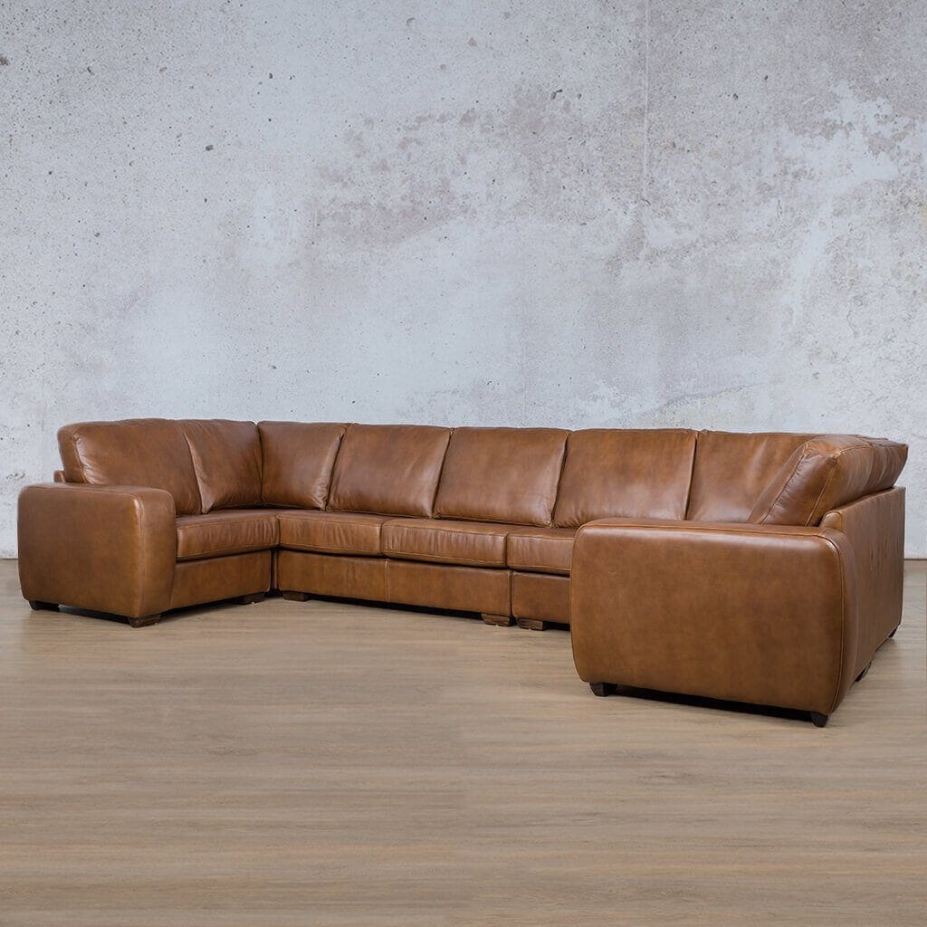 Stanford Leather Modular U-Sofa Leather Sectional Leather Gallery Czar Pecan