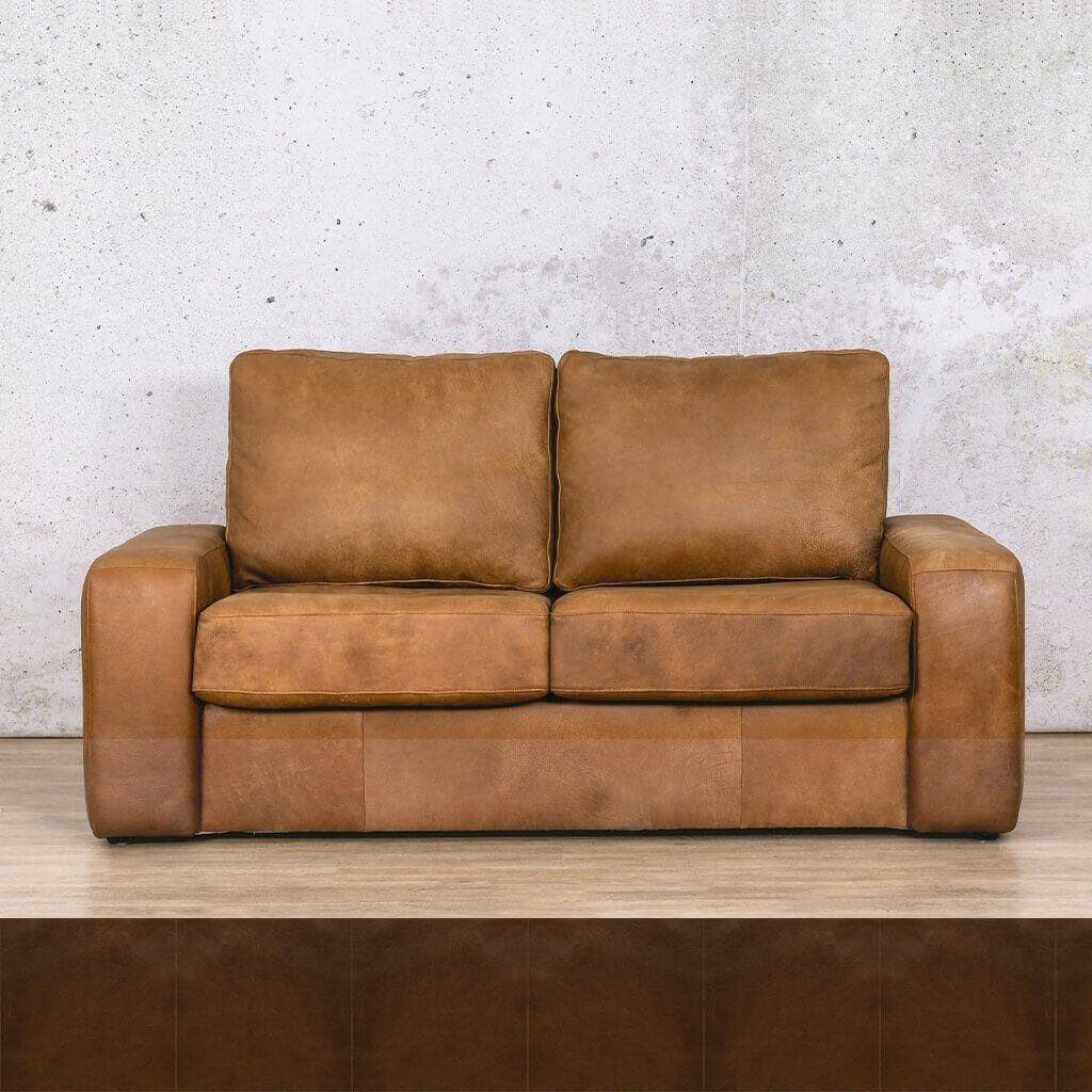 Stanford leather sleeper couch in rich brown leather, offering both a stylish seating option and a comfortable sleeping space. Sleeper Couch is available from Leather Gallery.