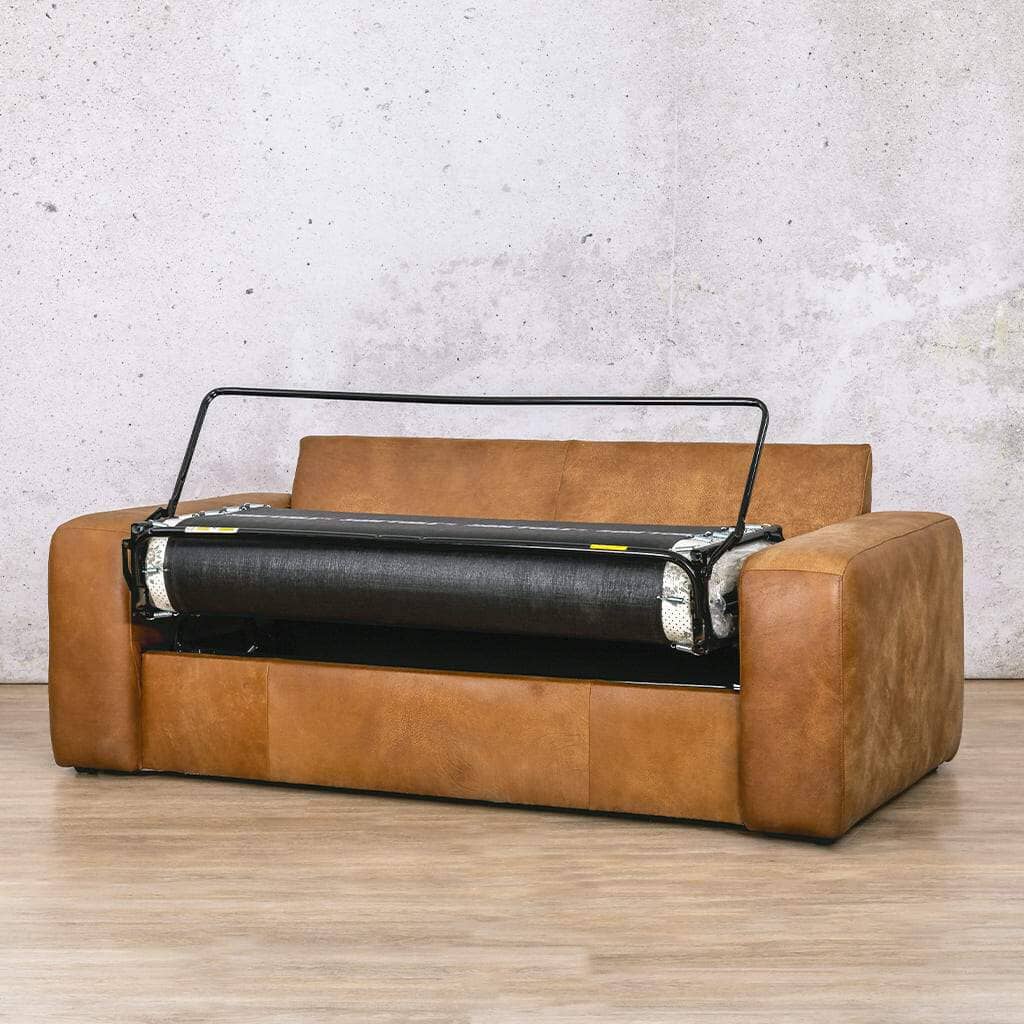 Elegant leather sleeper couch in rich brown, combining style and functionality for a comfortable seating and sleeping solution. Shop Leather Galley Sleeper Couches Online. Czar pecan