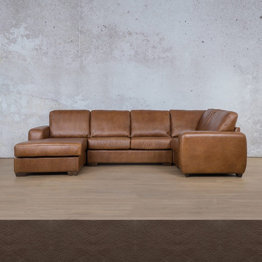 Stanford Leather U-Sofa Chaise - LHF Leather Sectional Leather Gallery Country Ox Blood