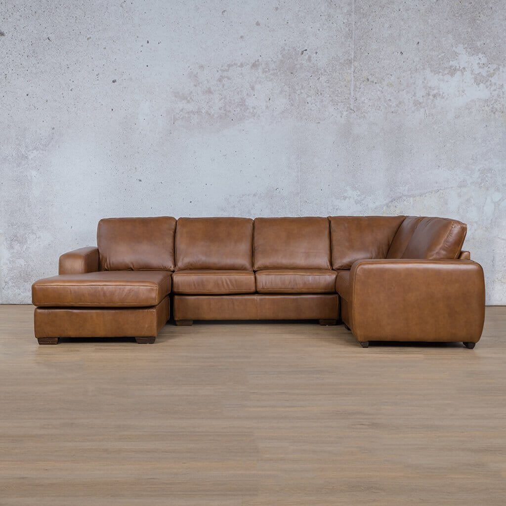 Stanford Leather U-Sofa Chaise - LHF Leather Sectional Leather Gallery Czar Pecan 