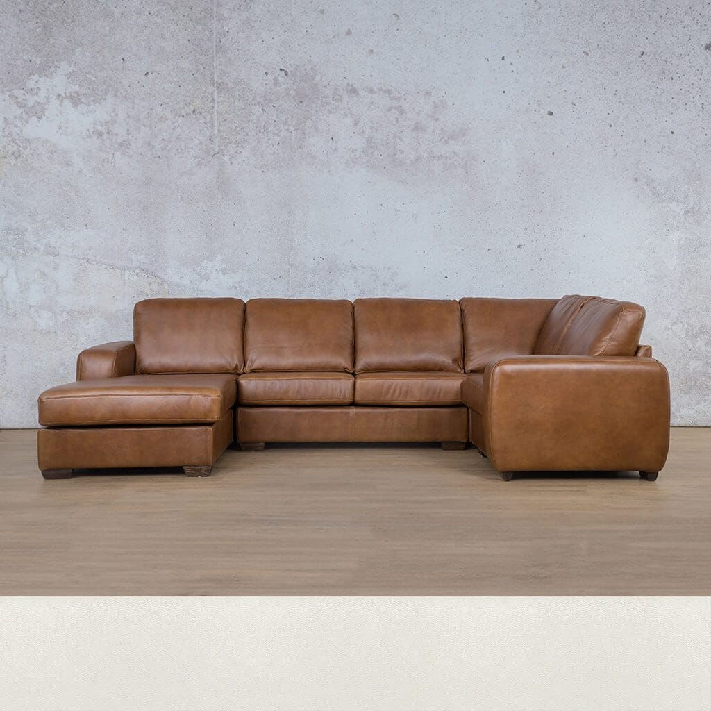 Stanford Leather U-Sofa Chaise - LHF Leather Sectional Leather Gallery Czar White