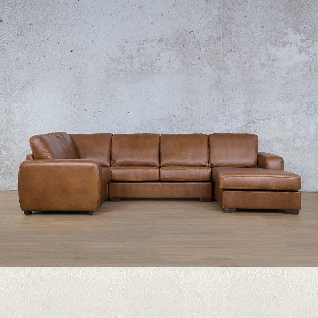 Stanford Leather U-Sofa Chaise - RHF Leather Sectional Leather Gallery Czar White 