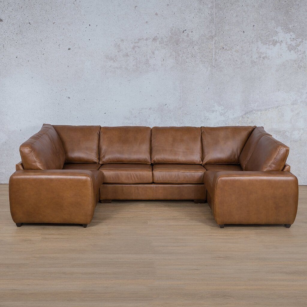 Stanford Leather U-Sofa Leather Sectional Leather Gallery Czar Pecan 