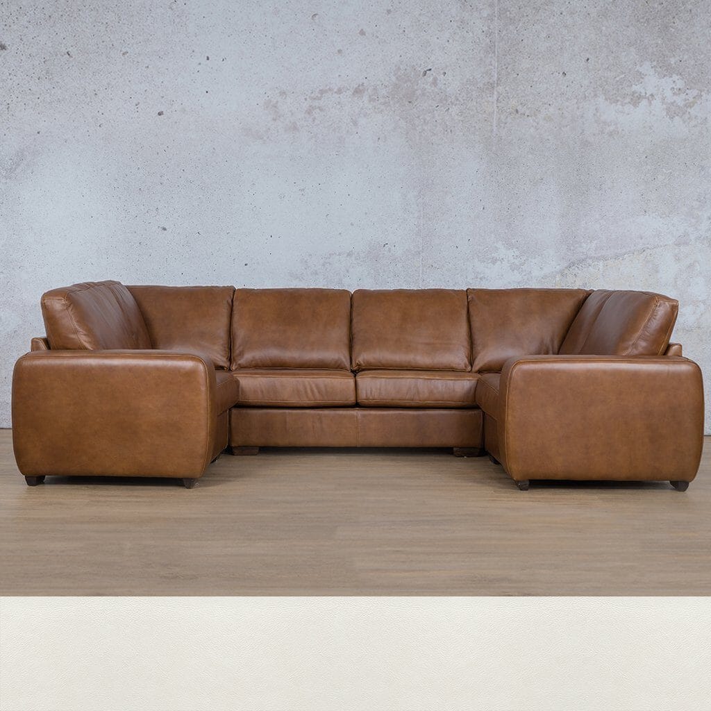 Stanford Leather U-Sofa Leather Sectional Leather Gallery Czar White