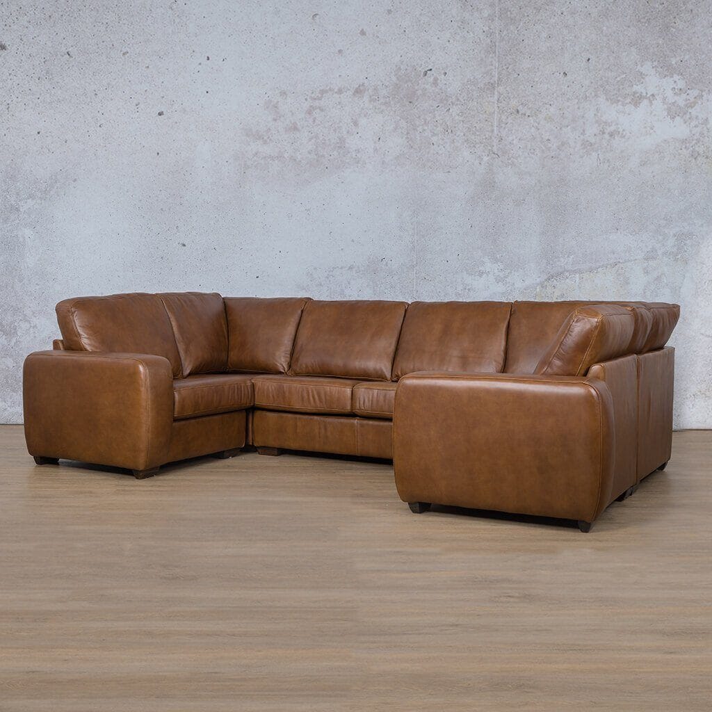 Stanford Leather U-Sofa Leather Sectional Leather Gallery Czar Pecan 