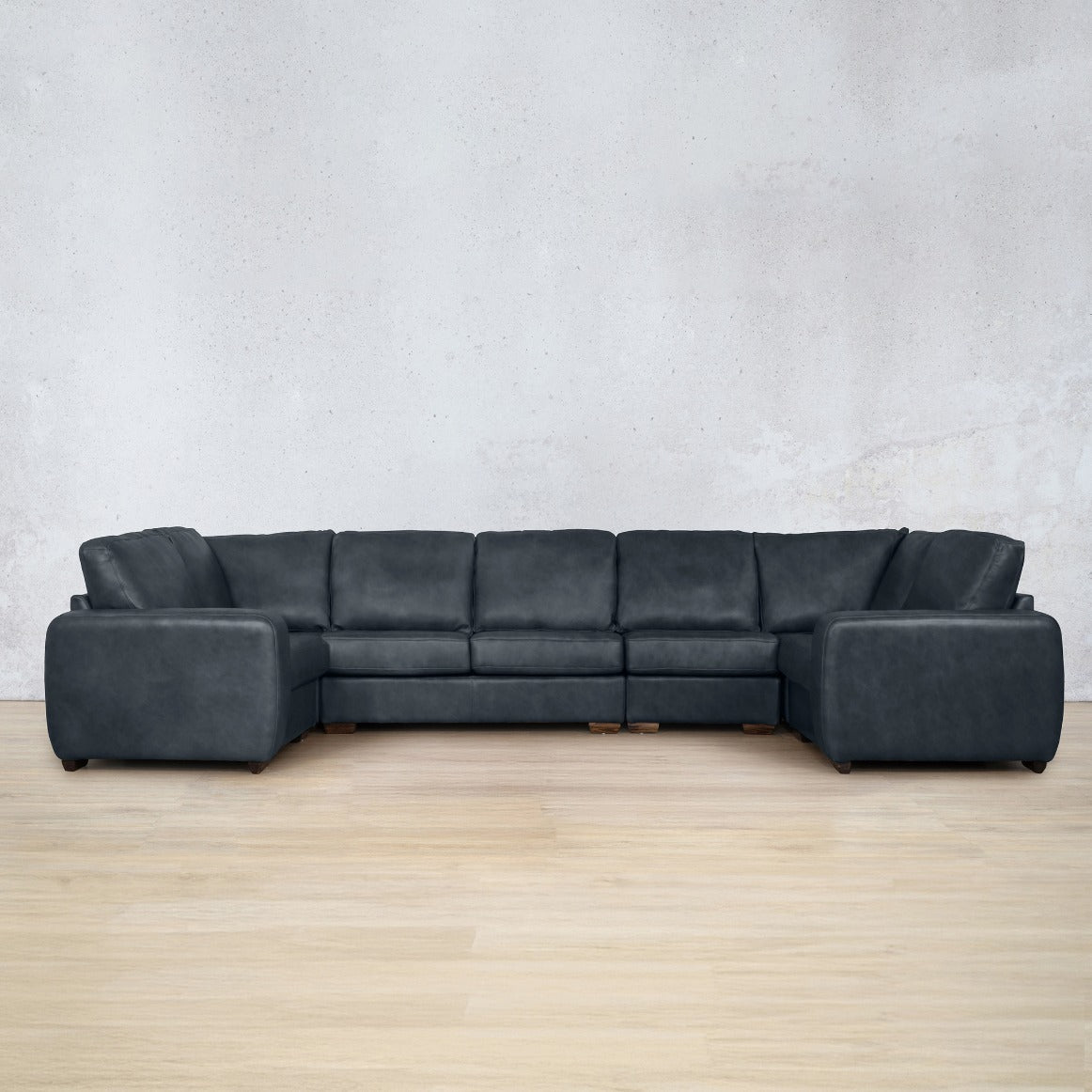 Stanford Leather Modular U-Sofa Leather Sectional Leather Gallery Bedlam Blue Night