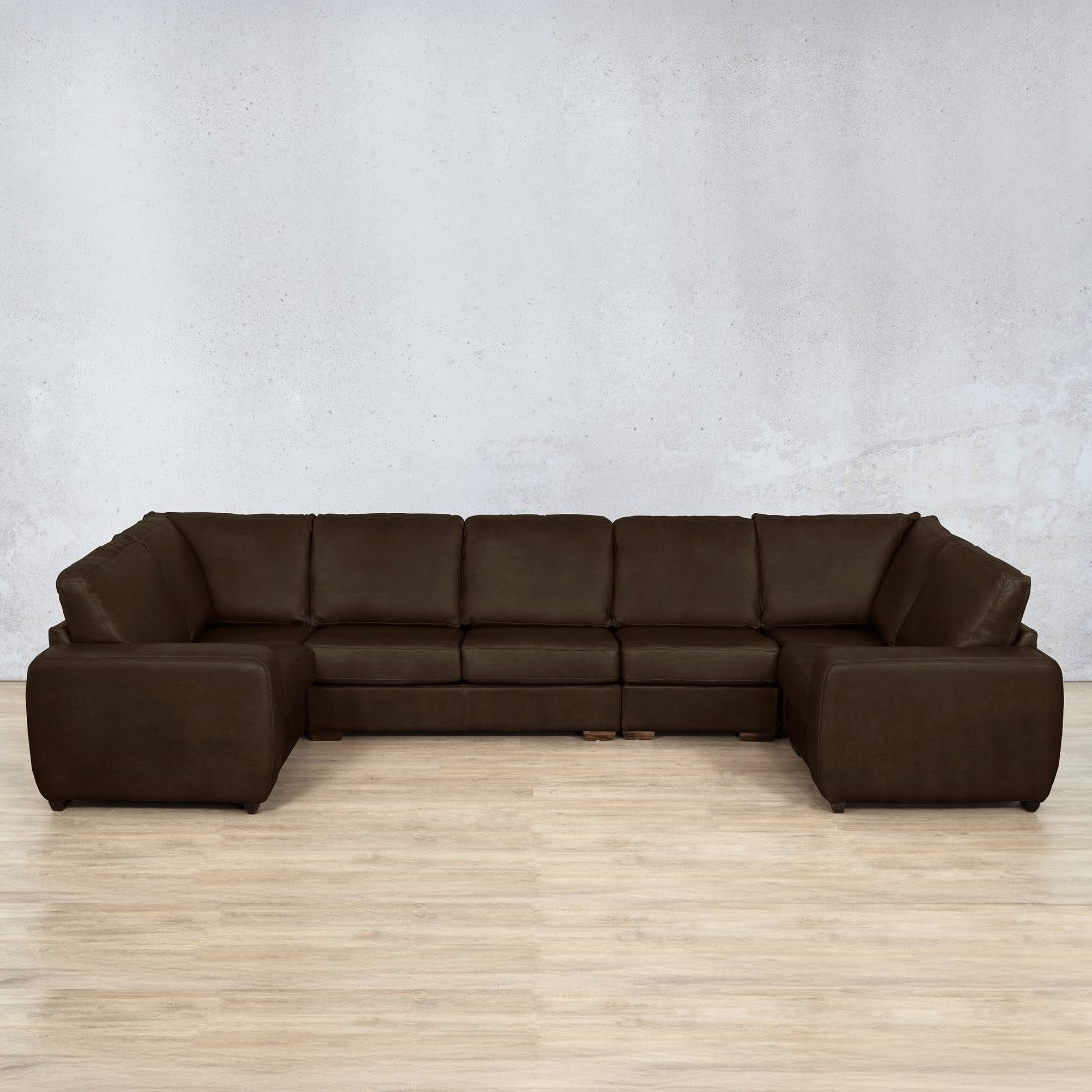 Stanford Modular U Sofa- Sectional  leather sofa czar chocolate