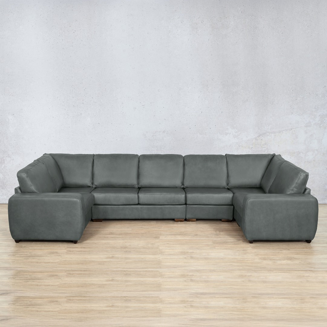 Stanford Leather Modular U-Sofa Leather Sectional Leather Gallery Flux Grey