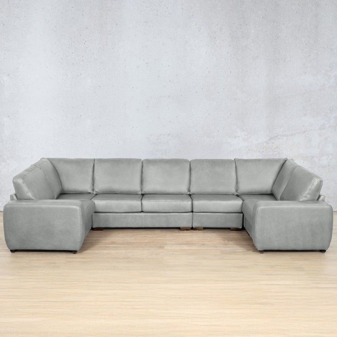 Stanford Modular U Sofa  Sectional Leather Sofa Manatee Grey