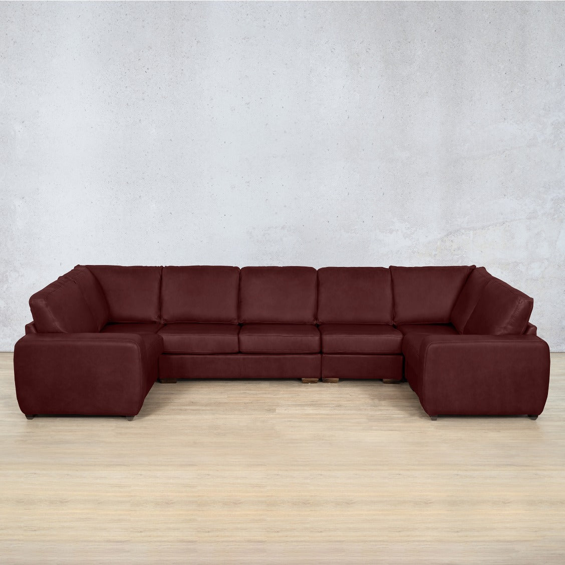 Stanford Leather Modular U-Sofa Leather Sectional Leather Gallery Royal Ruby 
