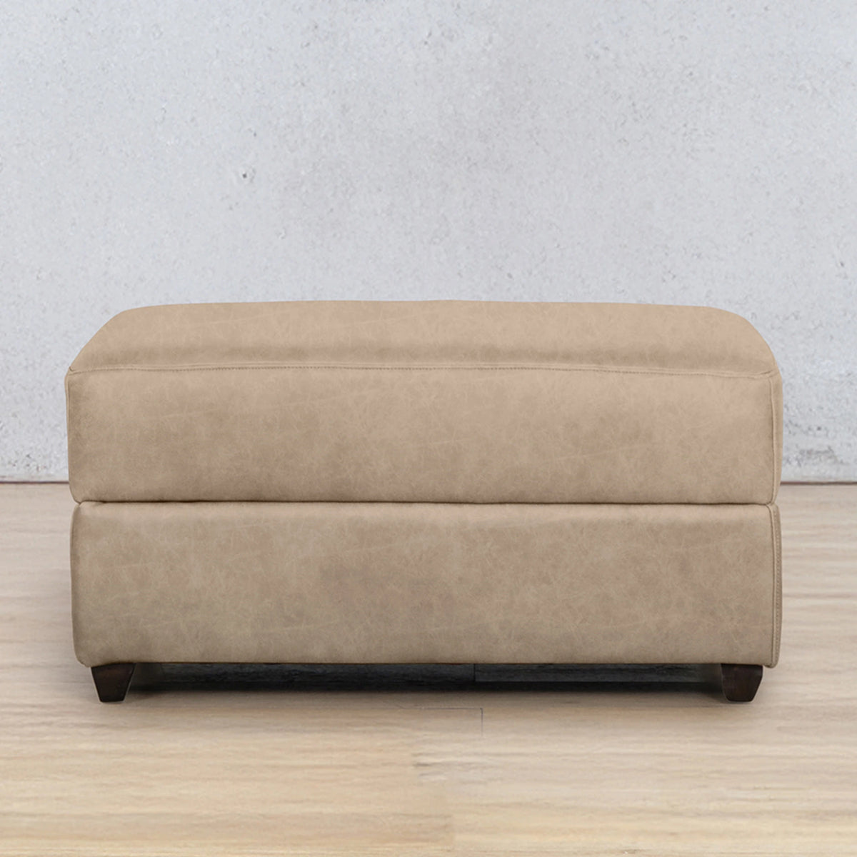 Stanford Ottoman Almond | Leather Gallery