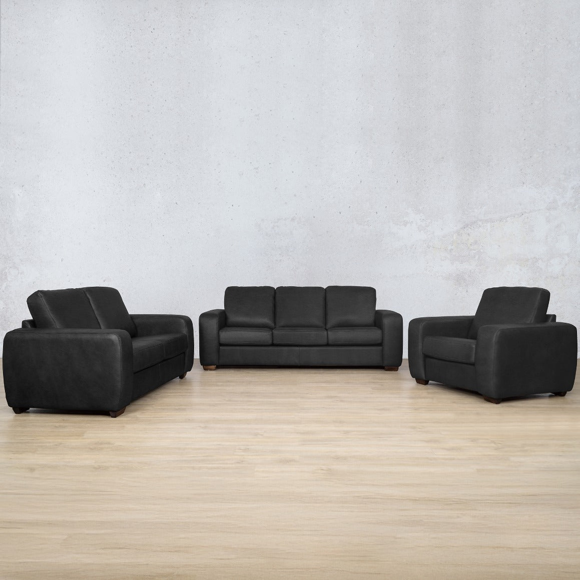 Stanford suite 3+2+1 Leather Sofa Czar Black 