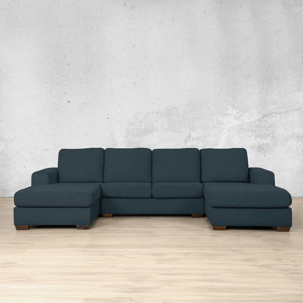 stanford Fabric u chaise sectional air force blue 